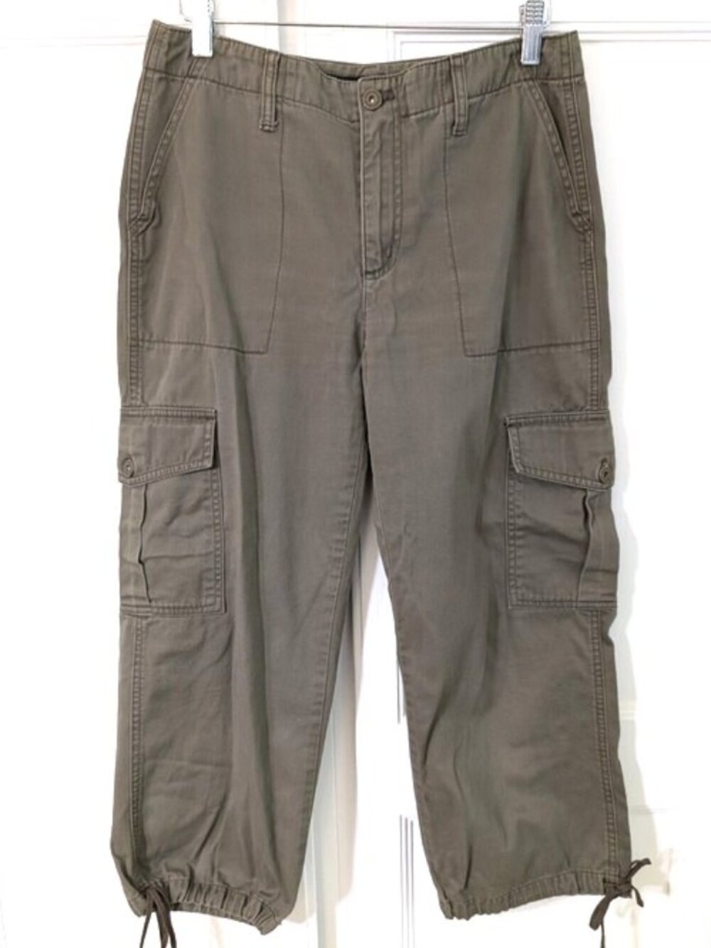 DKNY Olive Cargo Drawstring Cropped Pants Size 4